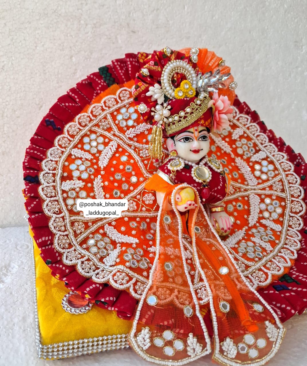 Handmade Designer Laddu Gopal Dress with Pagdi & Patka - Fancy Kanha Ji Poshak for Janmashtami, Bal Gopal & Krishna Ji Celebrations
