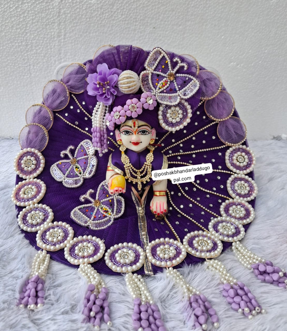 Handmade Butterfly Dress with Heavy Pagdi - Designer Laddu Gopal Dress, Kanha Ji Poshak, Bal Gopal Dress for Janmashtami Festival