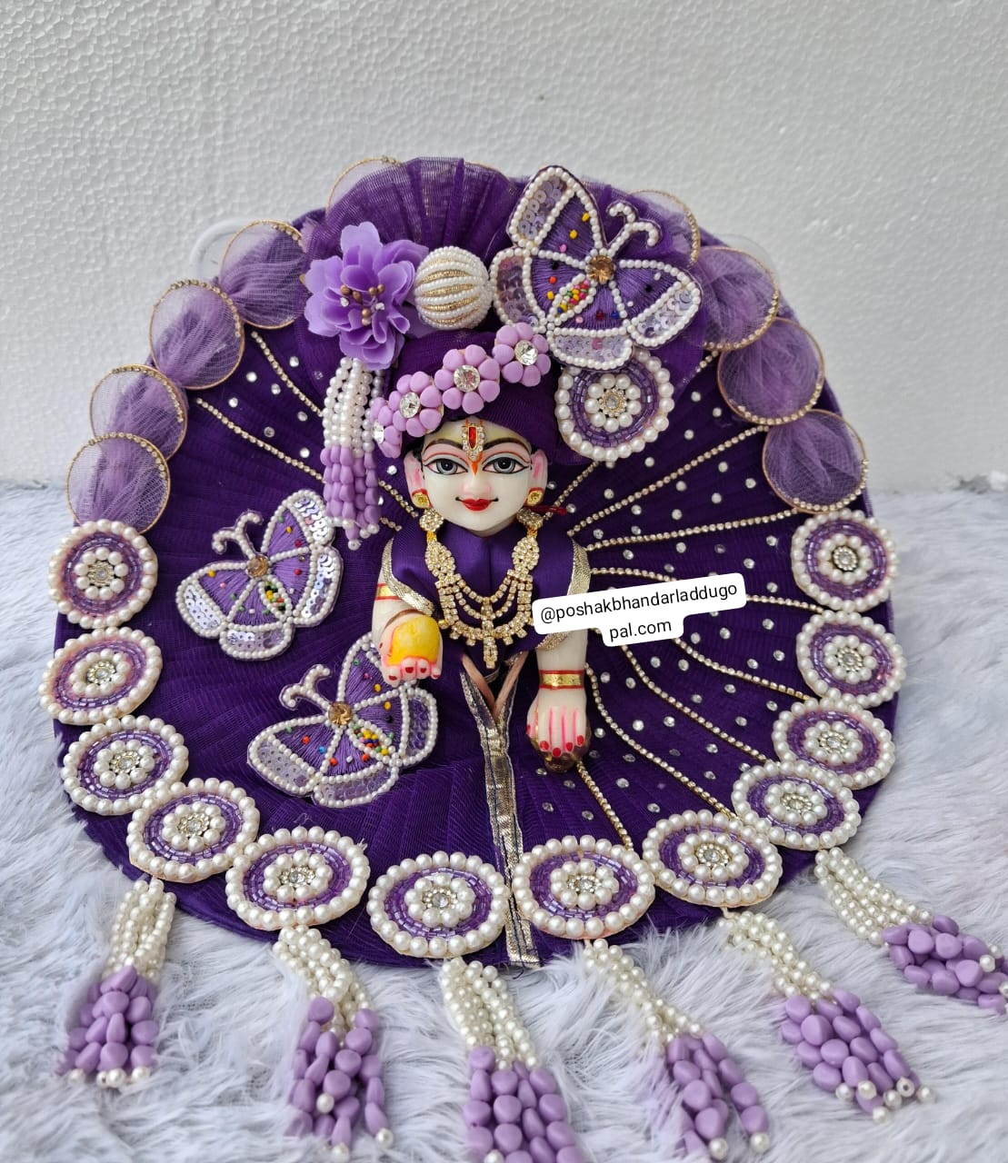 Handmade Butterfly Dress with Heavy Pagdi - Designer Laddu Gopal Dress, Kanha Ji Poshak, Bal Gopal Dress for Janmashtami Festival