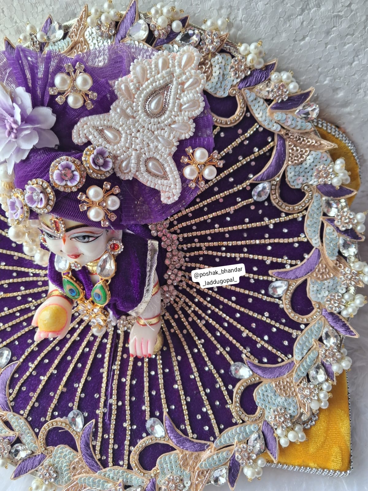 Handmade 3/4 Sleeve Heavy Laddu Gopal Dress - Designer Kanha Ji Poshak for Janmashtami, Fancy Bal Gopal & Krishna Ji Dress