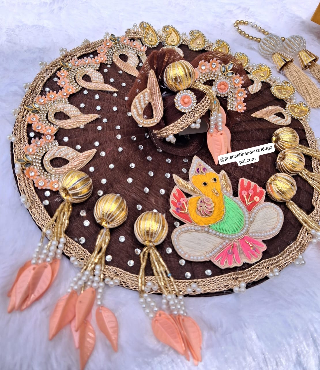 Handmade Ganpati Heavy Dress with Pagdi & Patka - Designer Laddu Gopal Dress, Kanha Ji Poshak, Bal Gopal & Krishna Ji Dress for Janmashtami Festival