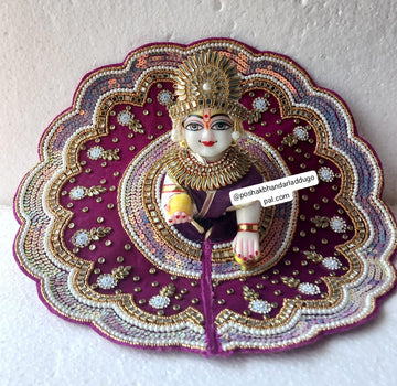 Handmade Royal Kundan Dress with Mukut for Laddu Gopal | Designer Kanha Ji Poshak | Fancy Bal Gopal Dress for Janmashtami Celebrations