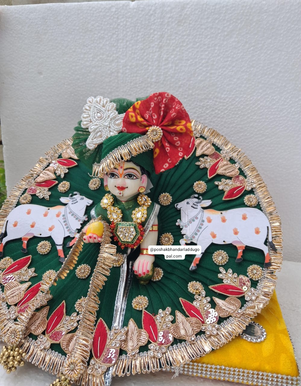 Handmade Laddu Gopal Dress with Pagdi & Patka - Designer Kanha Ji Poshak for Janmashtami, Fancy Bal Gopal & Krishna Ji Dress