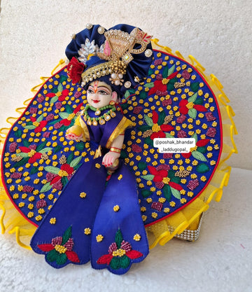 Handmade Blue Heavy Designer Laddu Gopal Dress with Pagdi & Patka - Fancy Kanha Ji Poshak for Janmashtami & Festivals, Bal Gopal & Krishna Ji Dress