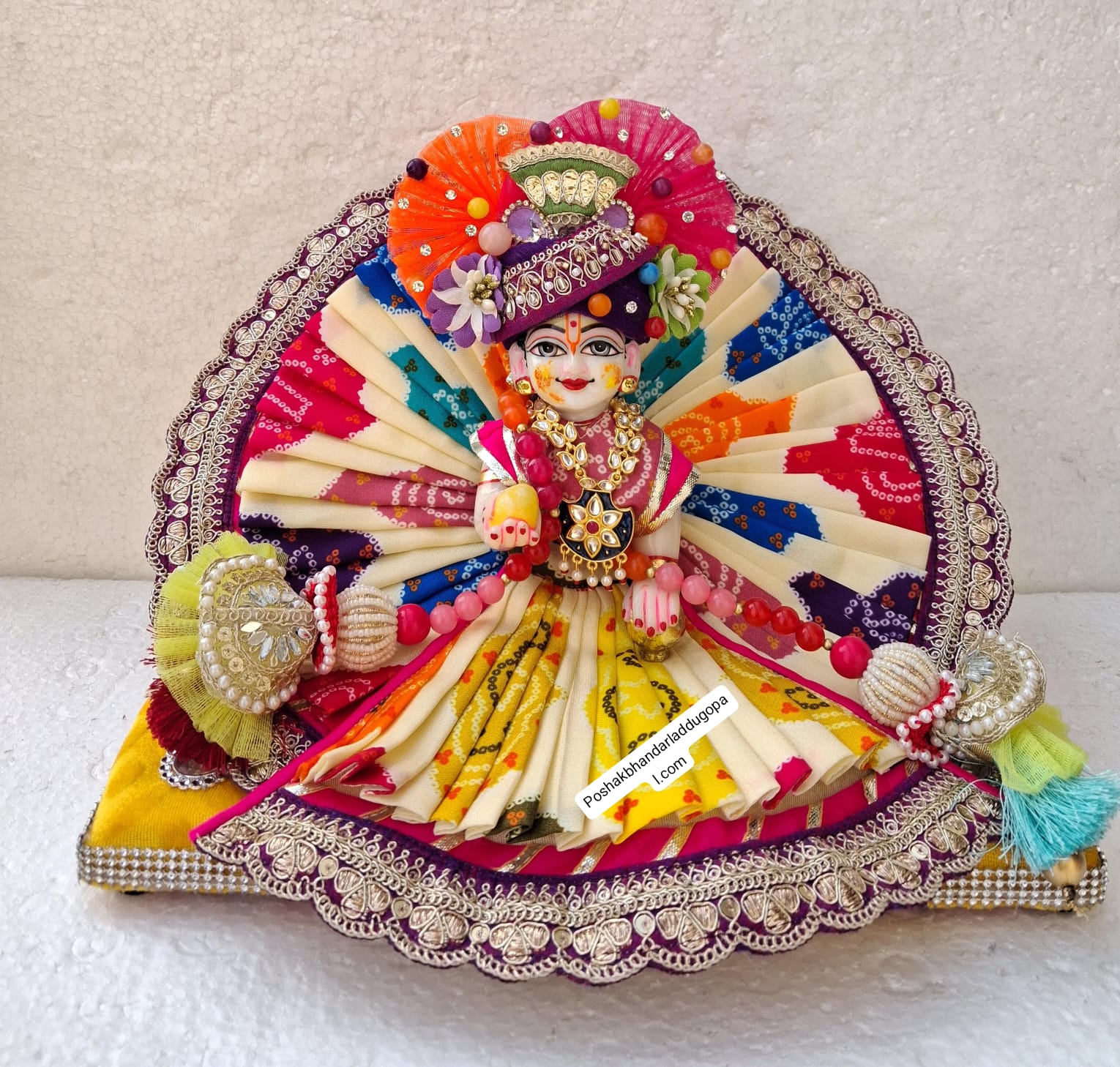 Handmade Rang Rasiya Poshak with Pagdi & Patka - Designer Laddu Gopal Dress, Kanha Ji Poshak, Bal Gopal Dress for Janmashtami Festival
