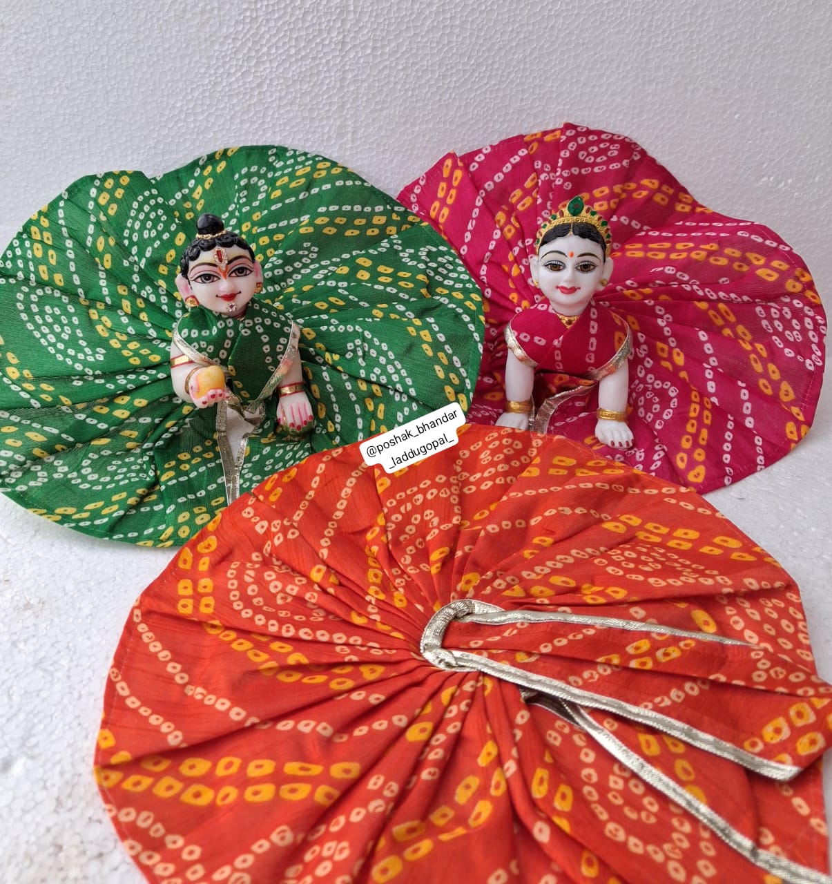 Handmade Bandhini Laddu Gopal Dress for Kids (Size 3 to 7) - Designer Kanha Ji Poshak, Fancy Bal Gopal Dress for Janmashtami Celebrations