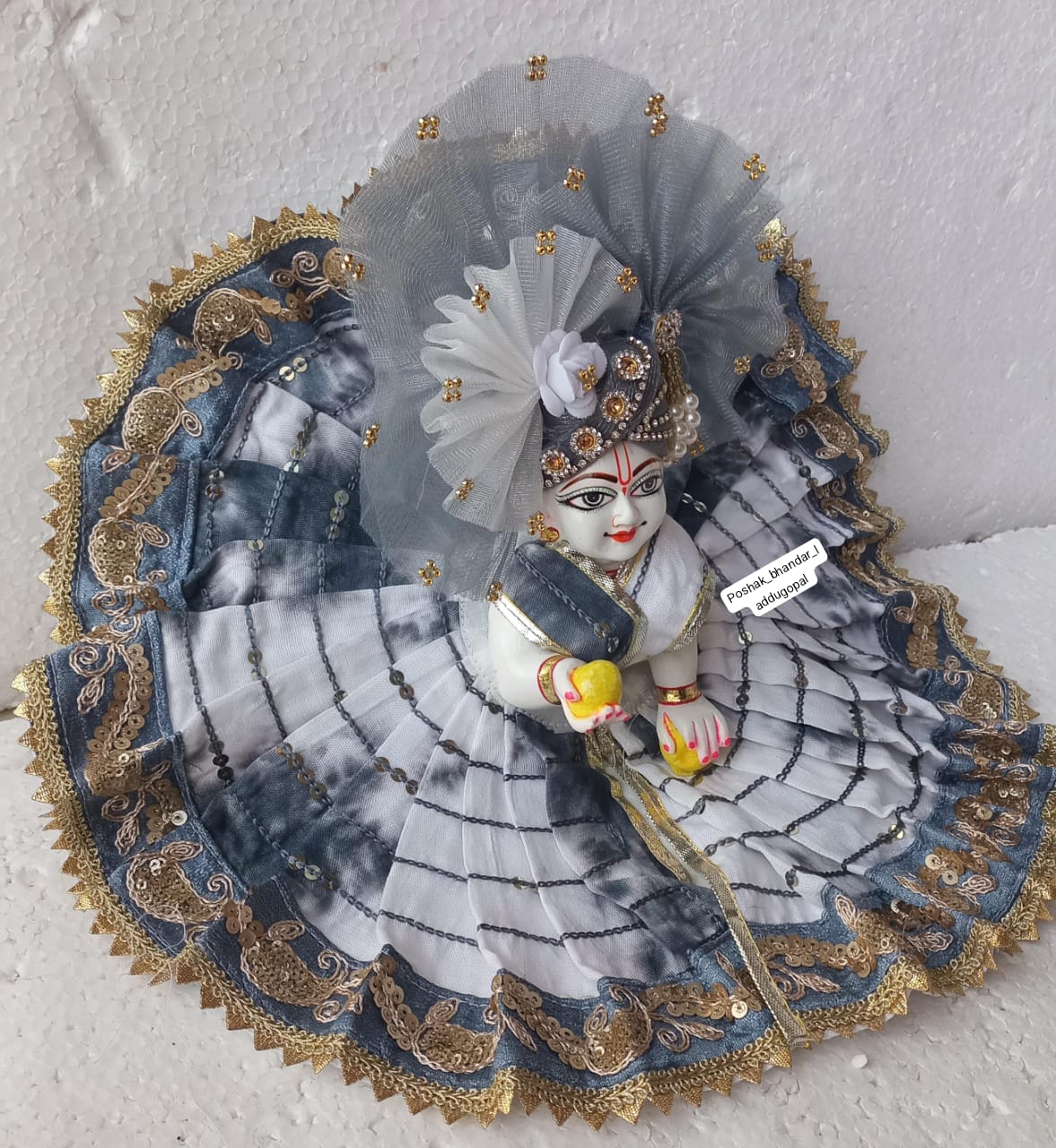 Handmade Designer Laddu Gopal Dress with Heavy Pagdi - Fancy Kanha Ji Poshak for Janmashtami, Bal Gopal & Krishna Ji Dress