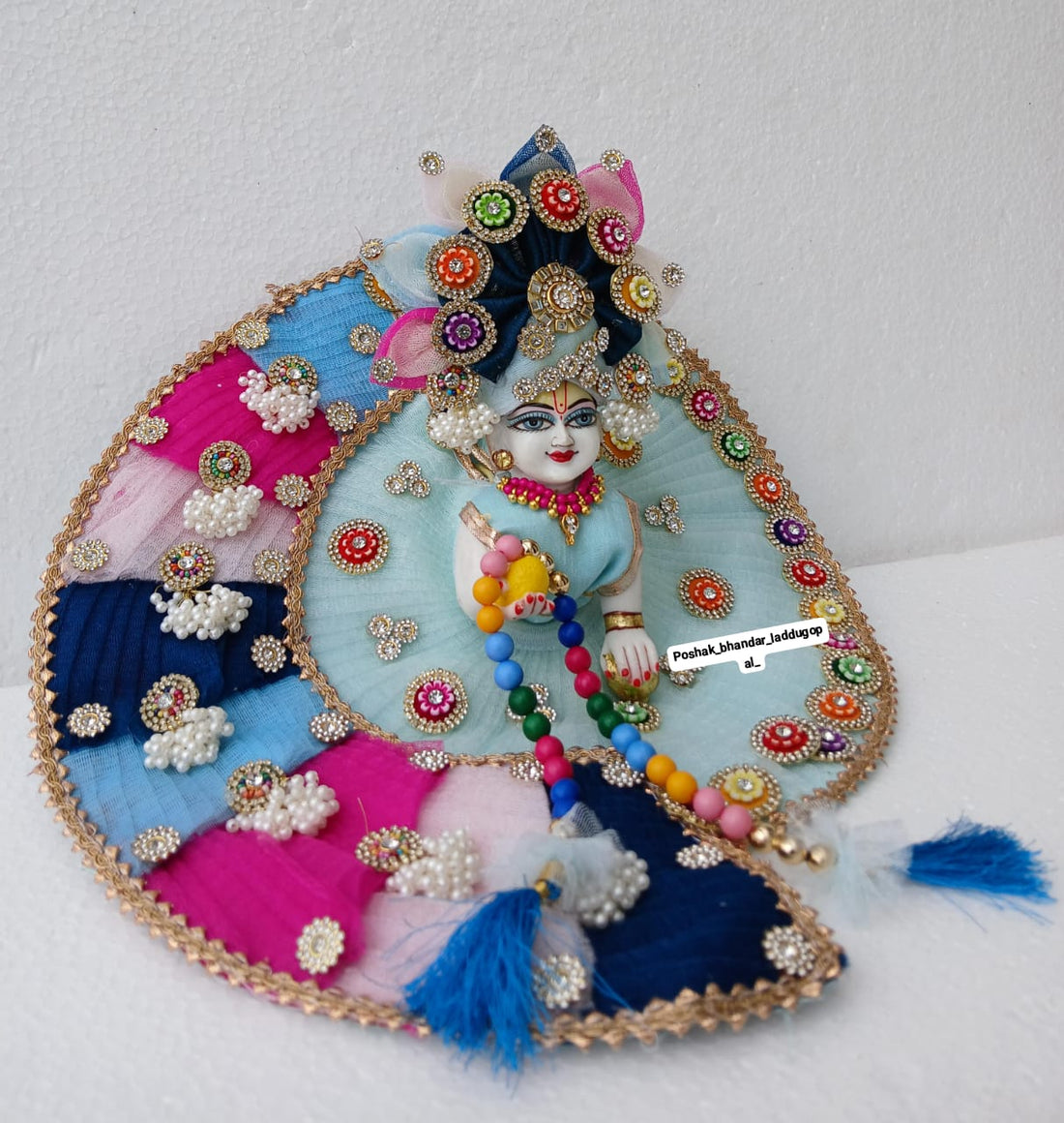 Handmade Designer Laddu Gopal Dress with Pagdi - Fancy Kanha Ji Poshak for Janmashtami, Bal Gopal & Krishna Ji Dress