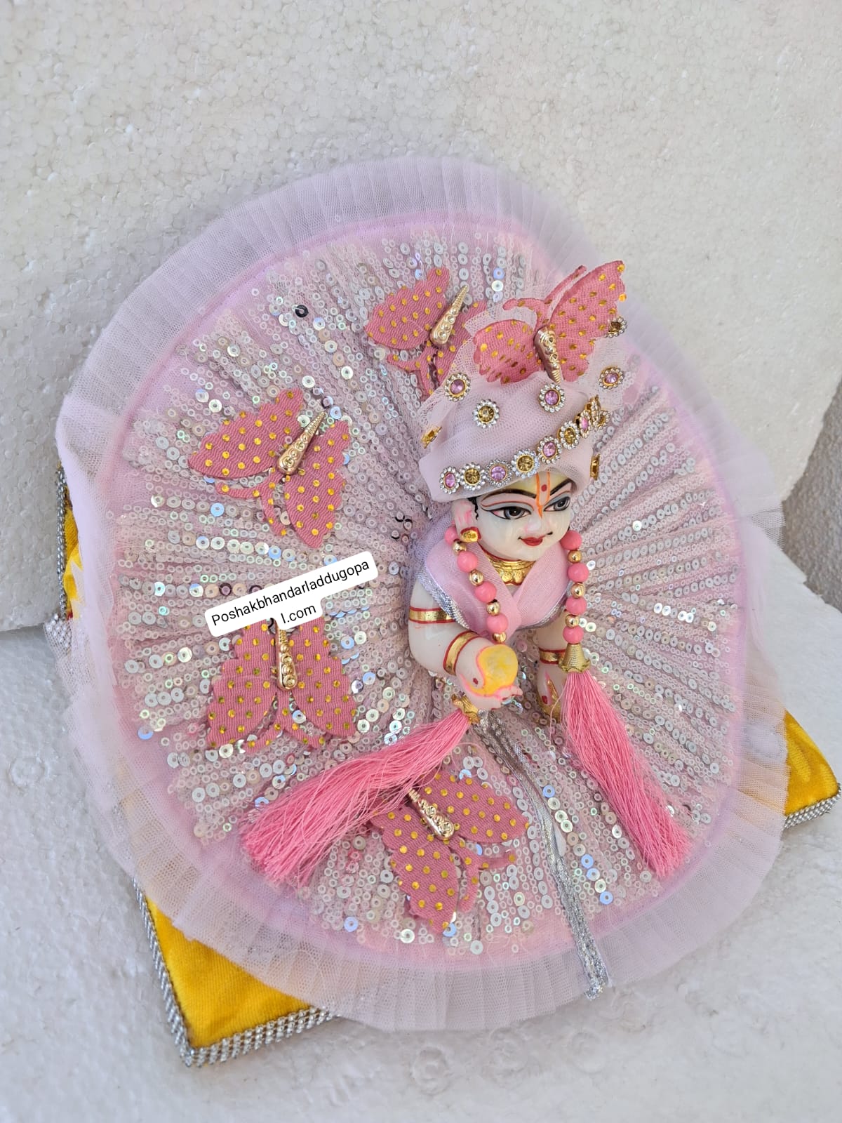 Handmade Butterfly Sequence Work Dress for Laddu Gopal | Designer Kanha Ji Poshak | Fancy Bal Gopal Dress for Janmashtami Celebrations