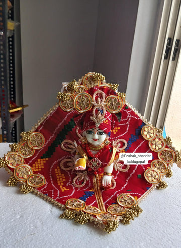 Handmade Designer Bandhini Poshak for Laddu Gopal | Fancy Kanha Ji Dress for Janmashtami | Bal Gopal & Krishna Ji Dress Collection