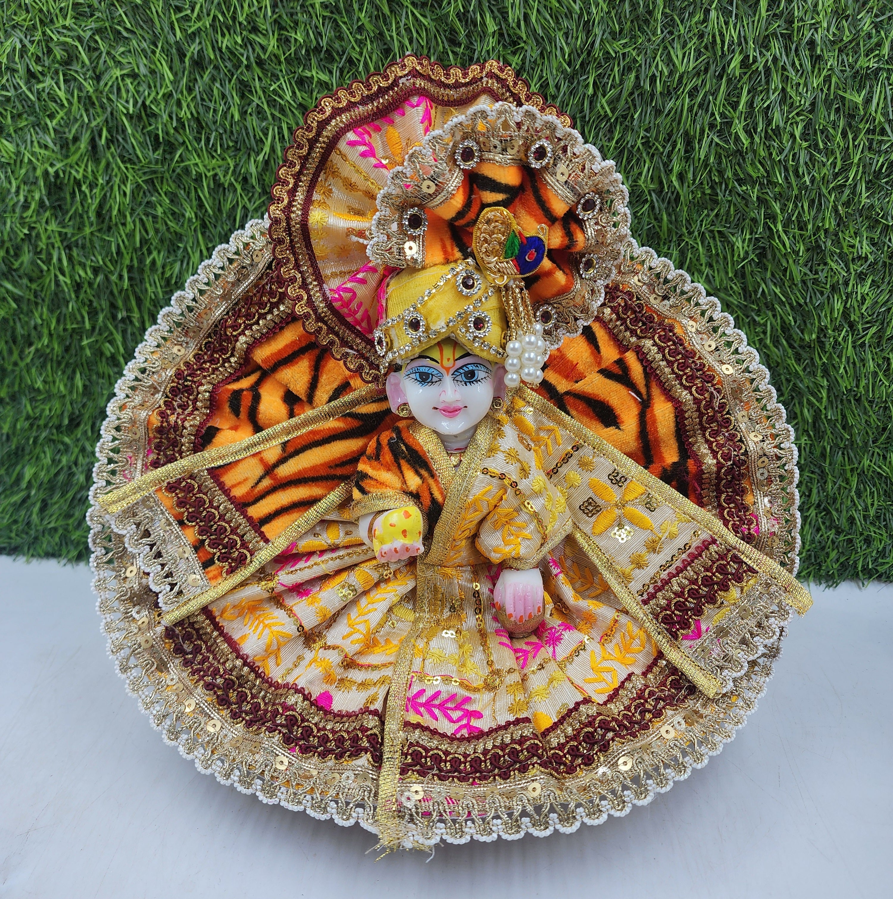 Designer Laddu Gopal Dress - Fancy Kanha Ji Poshak for Janmashtami, Diwali & Festivals | Comfortable Bal Gopal Dress (Size 0-6)