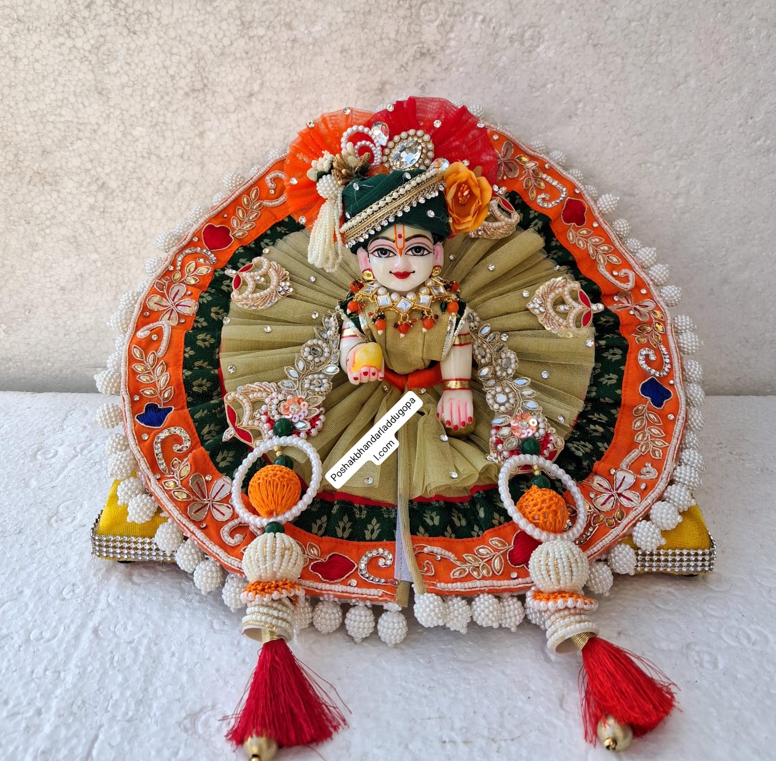 Handmade Manmohak Poshak Set with Pagdi & Patka - Designer Laddu Gopal Dress for Janmashtami, Kanha Ji Poshak, Bal Gopal & Krishna Ji Dress