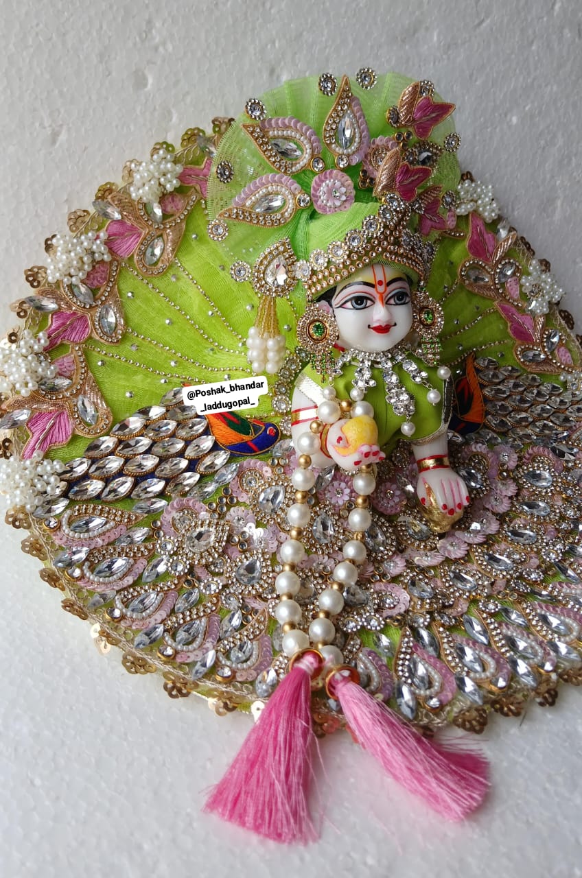 Handmade Designer Laddu Gopal Poshak with Heavy Pagdi - Fancy Kanha Ji Dress for Janmashtami, Bal Gopal & Krishna Ji Celebrations (Sizes 2/3/4)