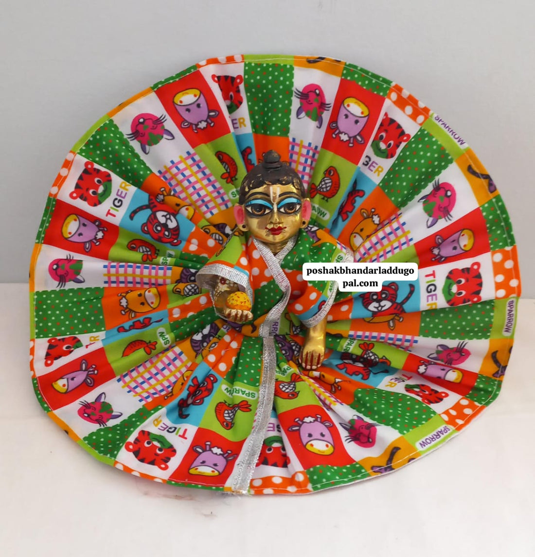 Handmade Cartoon Print Laddu Gopal Dress - Designer Kanha Ji Poshak for Janmashtami, Fancy Bal Gopal & Krishna Ji Dress (Sizes 2/3/5)