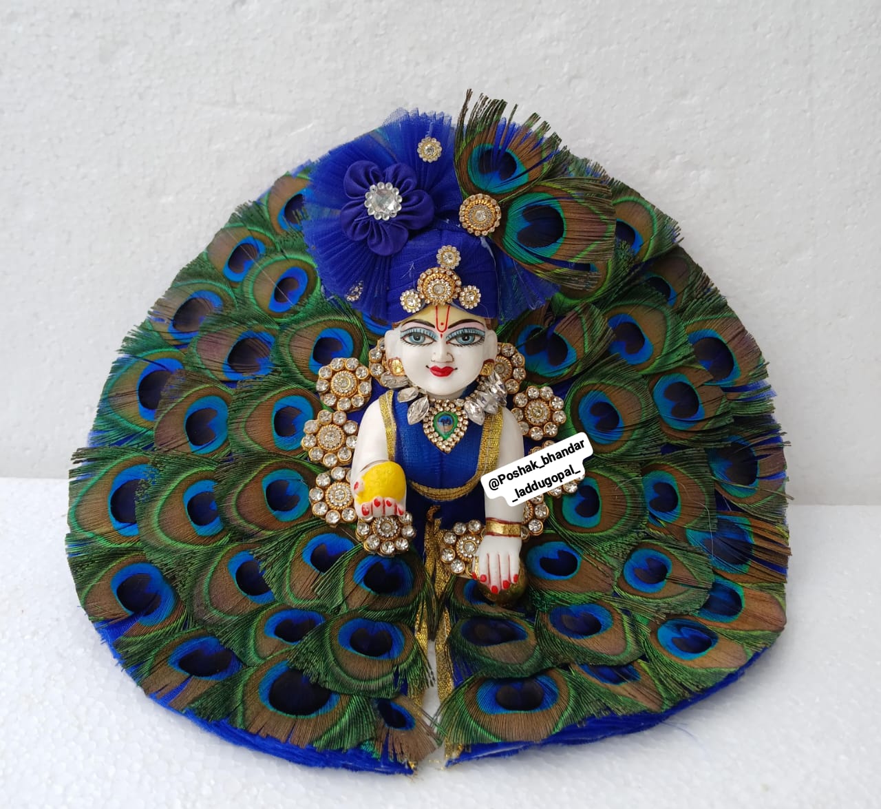 Handmade Morpankh Laddu Gopal Dress with Pagdi - Designer Kanha Ji Poshak for Janmashtami, Fancy Bal Gopal & Krishna Ji Dress