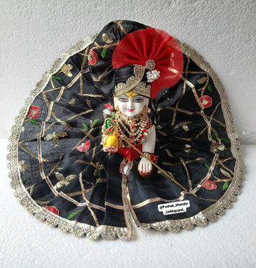 Handmade Black Organza Laddu Gopal Dress - Designer Kanha Ji Poshak for Janmashtami, Fancy Bal Gopal & Krishna Ji Dress