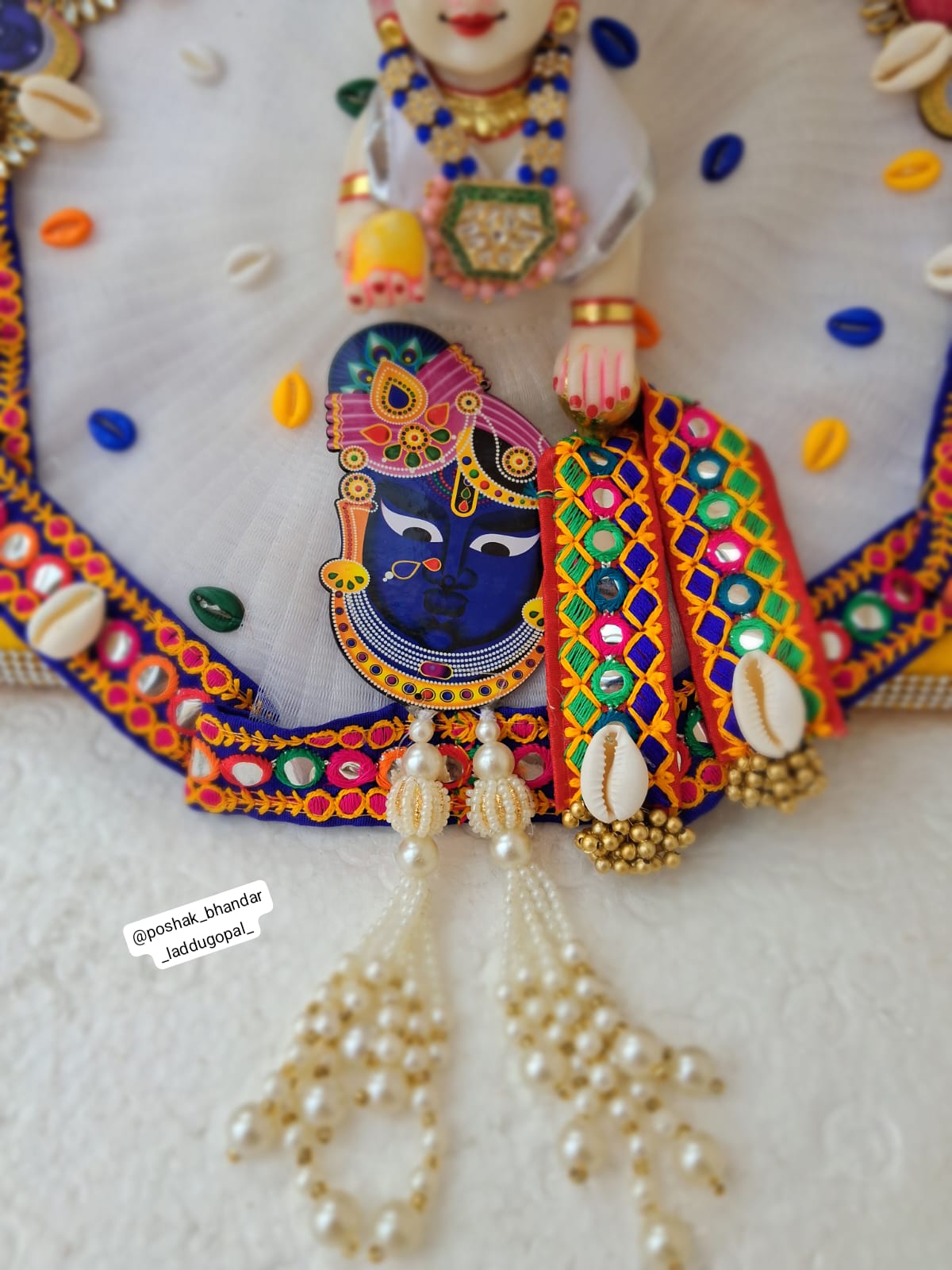 Handmade Shreenath Ji Dress with Pagdi & Patka - Designer Laddu Gopal Poshak for Janmashtami, Fancy Krishna Ji Dress, Bal Gopal Outfit