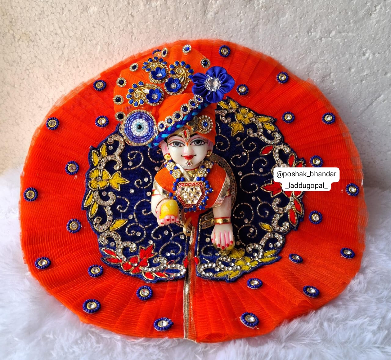 Handmade Heavy Laddu Gopal Dress with Elegant Pagdi - Designer Kanha Ji Poshak for Janmashtami, Bal Gopal & Krishna Ji Celebrations