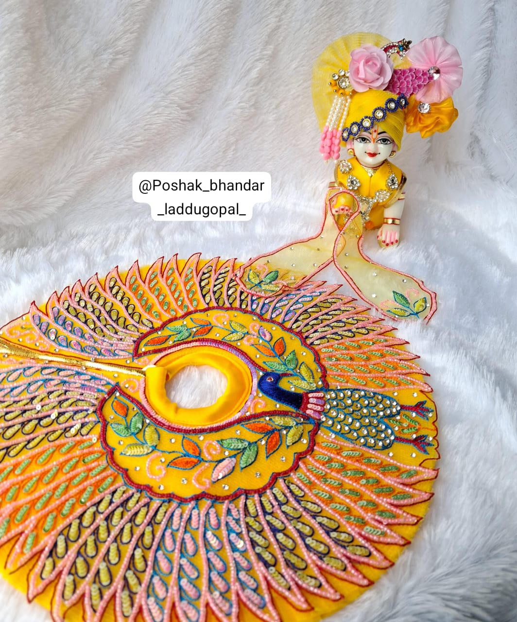 Handmade Janmashtami Special Designer Pitambar Collection - Elegant Laddu Gopal Dress, Kanha Ji Poshak, Bal Gopal Dress & Krishna Ji Dress