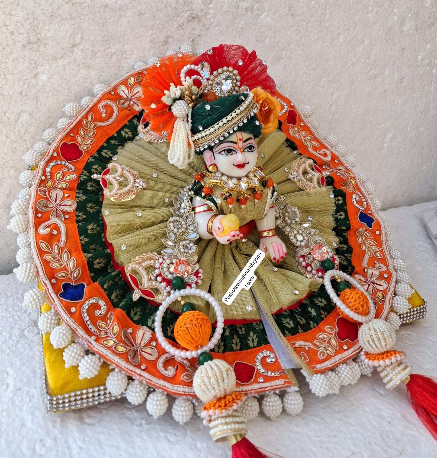 Handmade Manmohak Poshak Set with Pagdi & Patka - Designer Laddu Gopal Dress for Janmashtami, Kanha Ji Poshak, Bal Gopal & Krishna Ji Dress