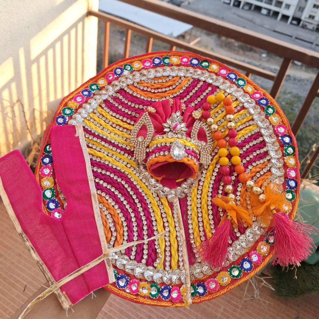 Handmade Multicoloured Laddu Gopal Dress with Pagdi & Patka - Designer Kanha Ji Poshak for Janmashtami, Bal Gopal & Krishna Ji Celebrations