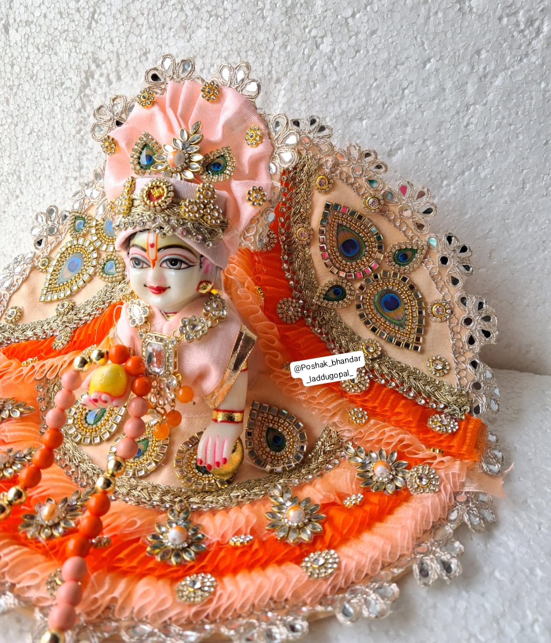 Handmade Designer Frill Work Dress for Laddu Gopal | Fancy Kanha Ji Poshak for Janmashtami | Bal Gopal & Krishna Ji Dress