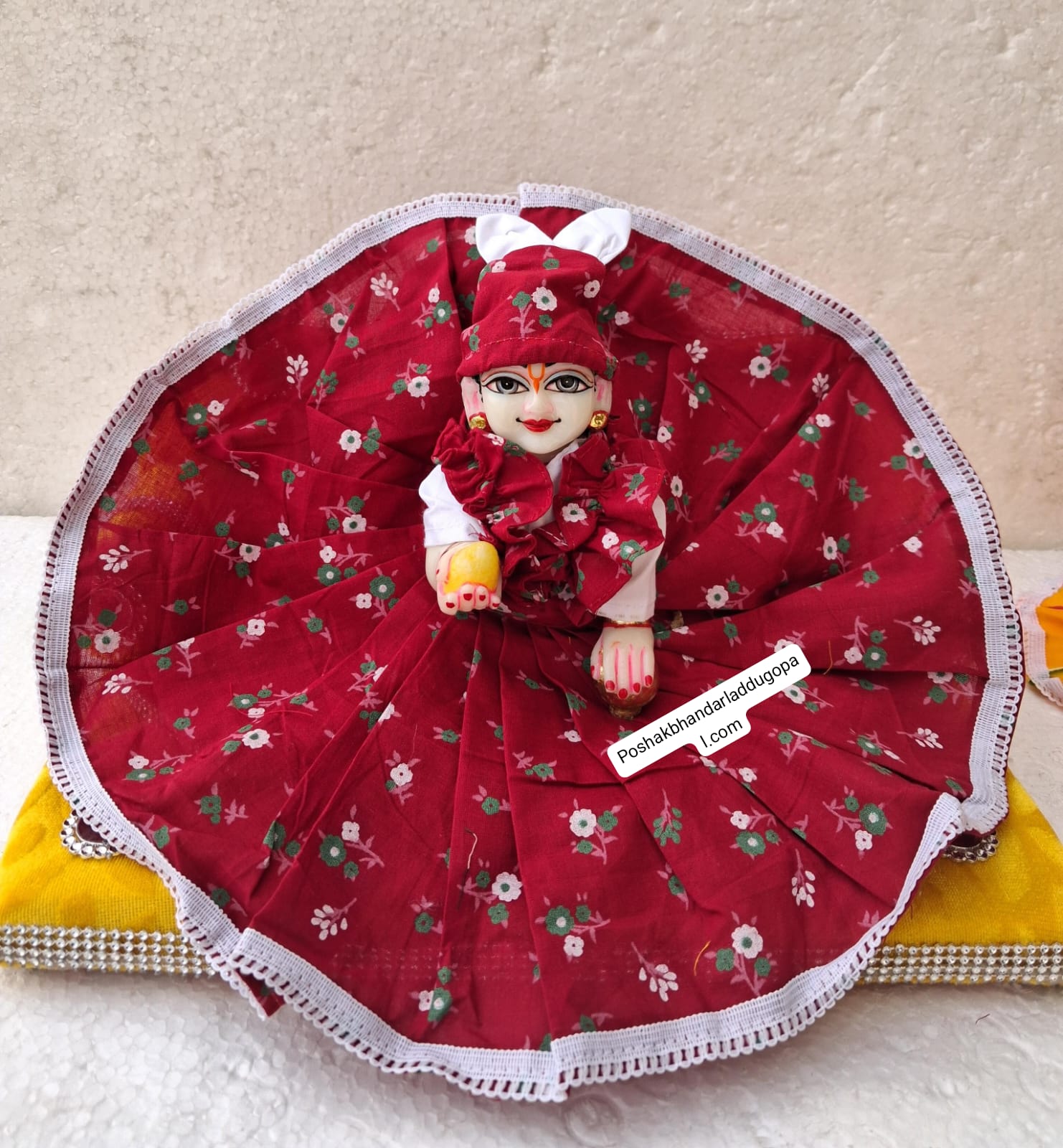 Handmade Pure Cotton Laddu Gopal Dress with Bunny Cap - Designer Kanha Ji Poshak for Janmashtami, Fancy Bal Gopal Dress, Krishna Ji Outfit