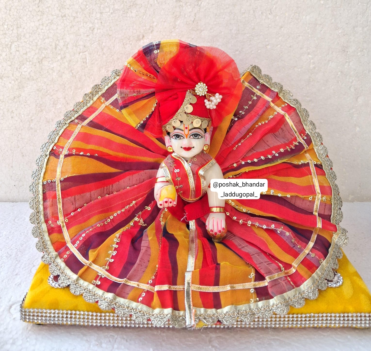 Handmade Multicolored Laddu Gopal Dress | Designer Kanha Ji Poshak for Janmashtami | Fancy Bal Gopal & Krishna Ji Dress