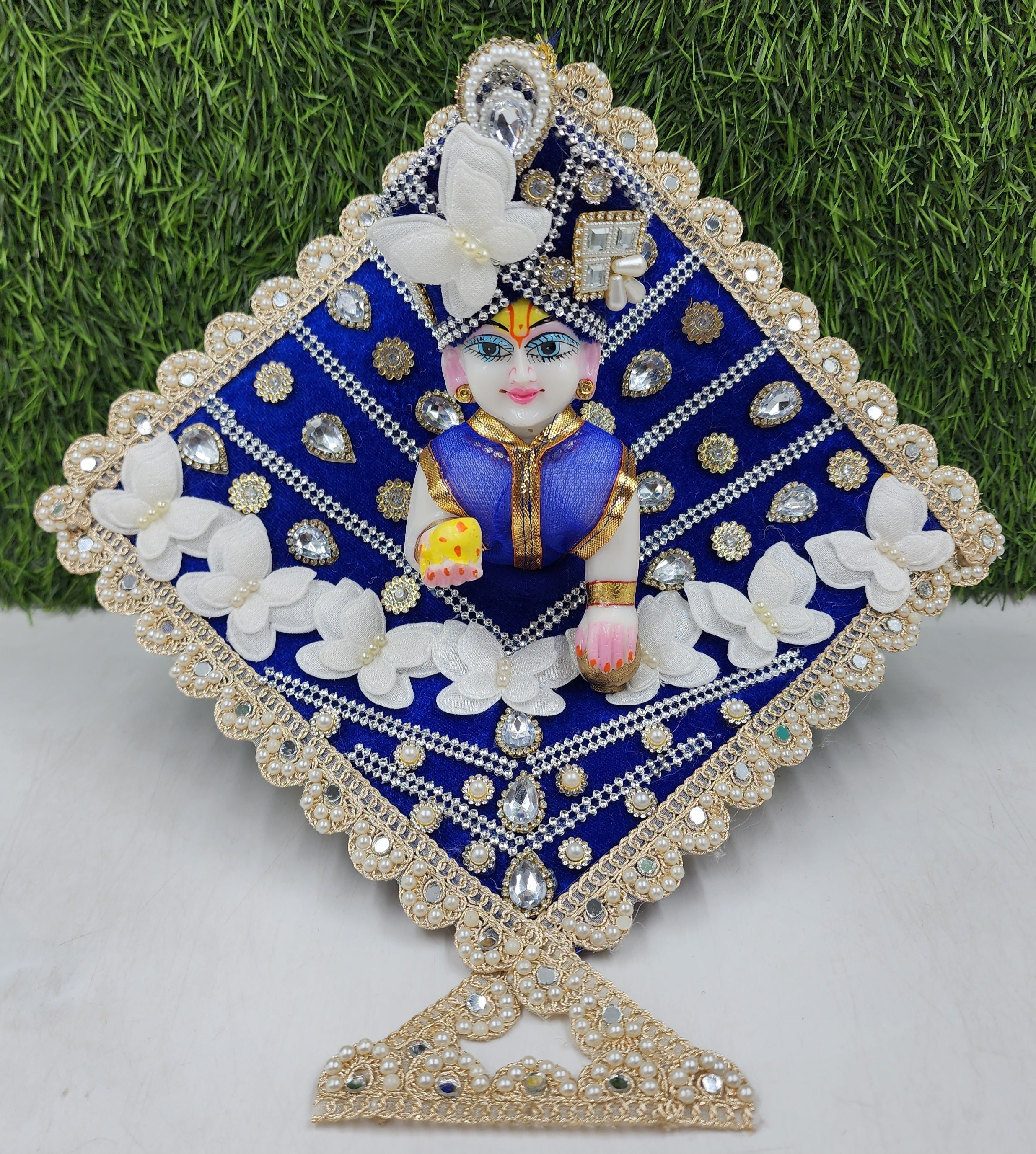 Designer Blue Shaneel Laddu Gopal Dress | Fancy Kanha Ji Poshak for Janmashtami & Festivals | Comfortable Size 0-6 Bal Gopal Dress