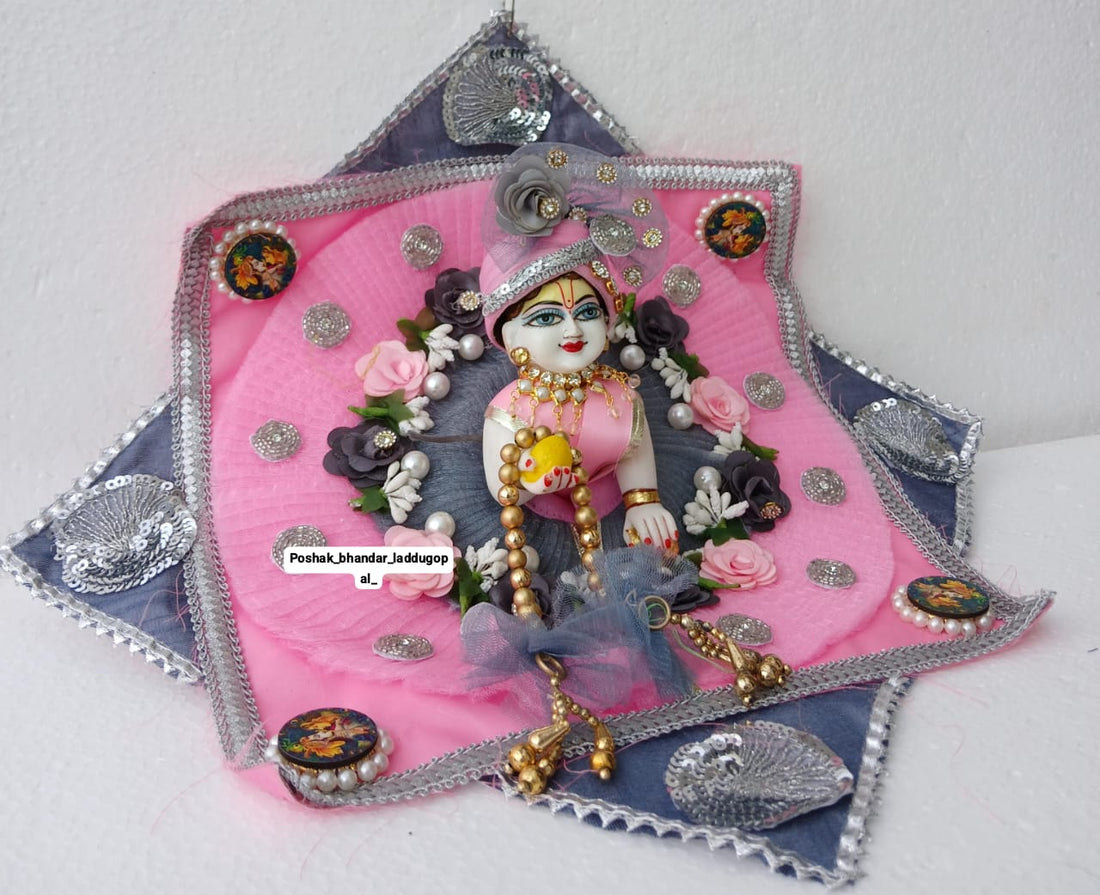 Handmade Square Heavy Laddu Gopal Dress - Designer Kanha Ji Poshak for Janmashtami, Fancy Bal Gopal Dress, Krishna Ji Dress