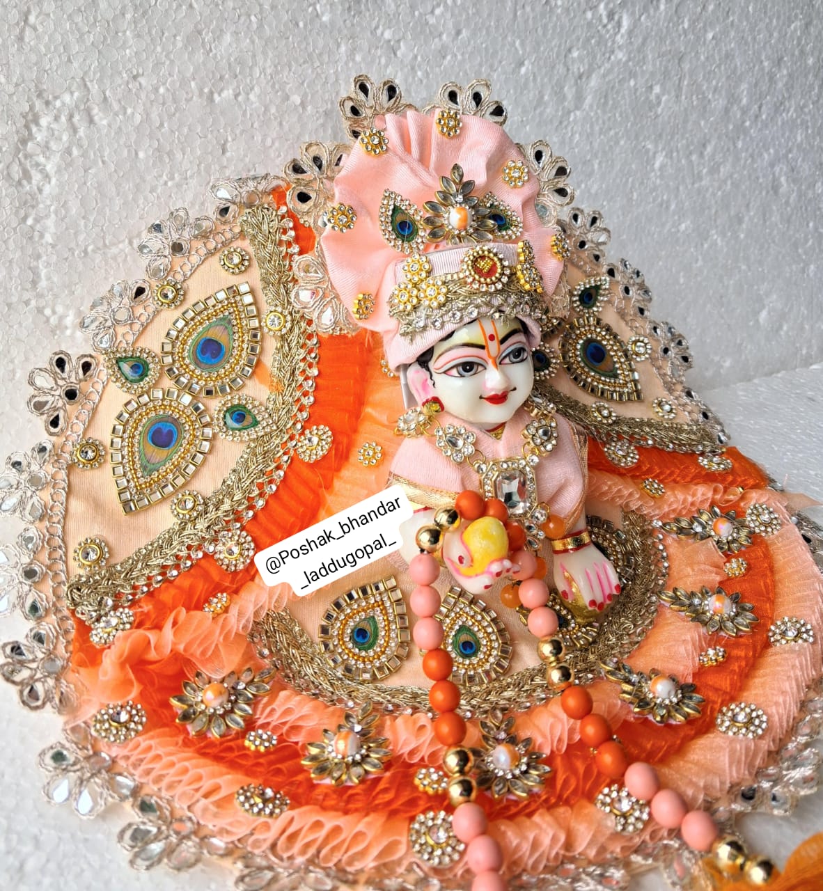 Handmade Designer Frill Work Dress for Laddu Gopal | Fancy Kanha Ji Poshak for Janmashtami | Bal Gopal & Krishna Ji Dress
