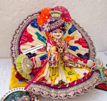 Handmade Rang Rasiya Poshak with Pagdi & Patka - Designer Laddu Gopal Dress, Kanha Ji Poshak, Bal Gopal Dress for Janmashtami Festival