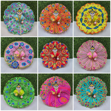 Handmade 9pc Designer Laddu Gopal Dress Set - Unique Kanha Ji Poshak in Random Colors & Prints for Janmashtami Celebrations