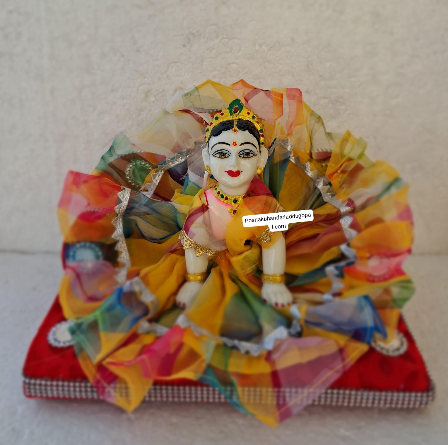 Handmade Organza Frock with Cotton Lining - Designer Laddu Gopal Dress, Kanha Ji Poshak, Bal Gopal Dress for Janmashtami Festival