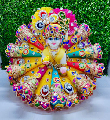 Designer Multi Cone Laddu Gopal Dress | Fancy Kanha Ji Poshak for Festivals | Bal Gopal Dress (Size 0-6) | Unique Krishna Ji Dress for Janmashtami