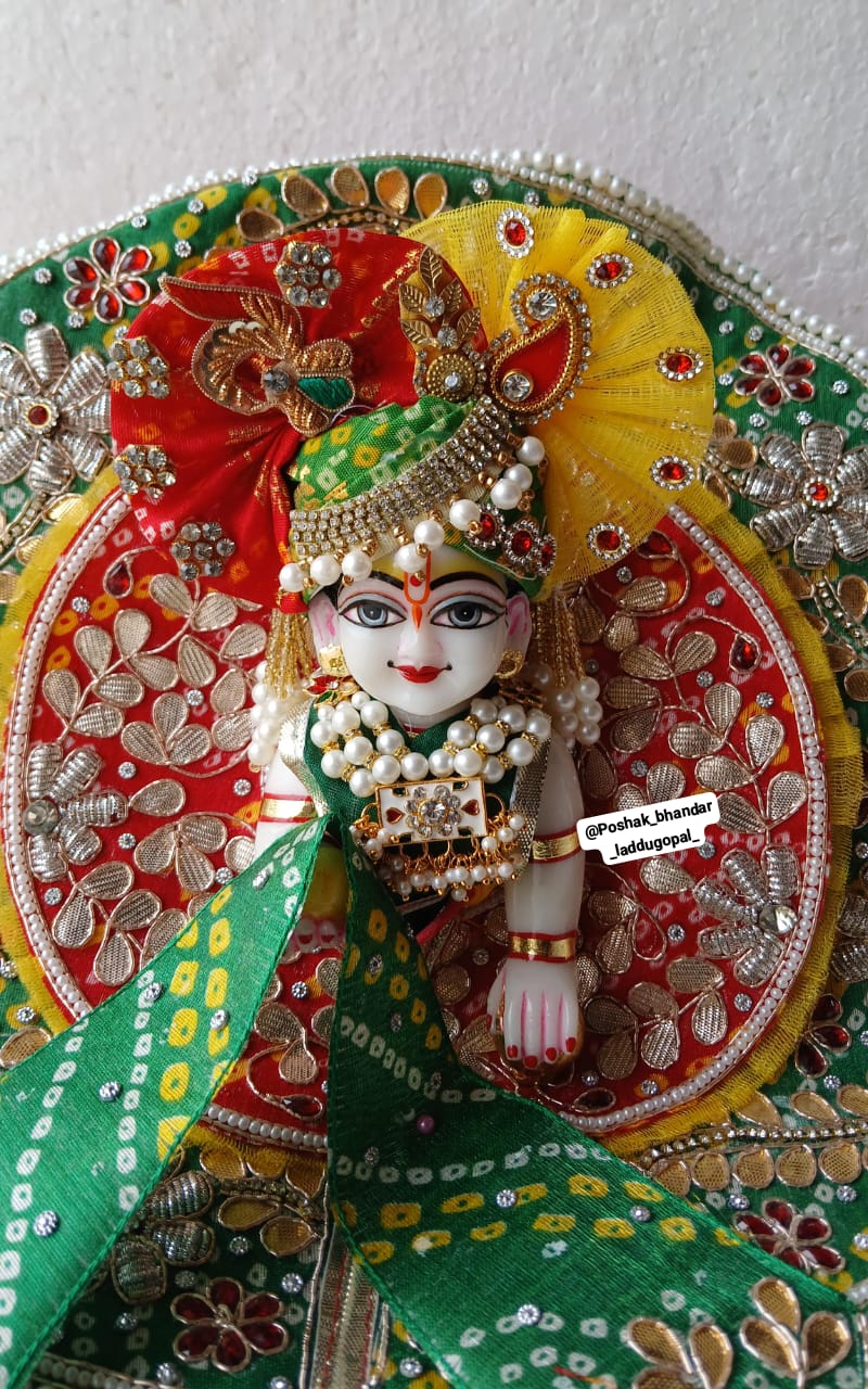 Handmade Rajwadi Designer Dress with Pagdi for Laddu Gopal | Fancy Kanha Ji Poshak for Janmashtami | Bal Gopal & Krishna Ji Dress