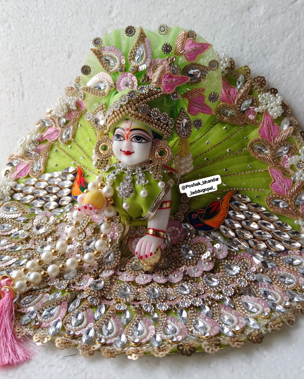 Handmade Designer Laddu Gopal Poshak with Heavy Pagdi - Fancy Kanha Ji Dress for Janmashtami, Bal Gopal & Krishna Ji Celebrations (Sizes 2/3/4)