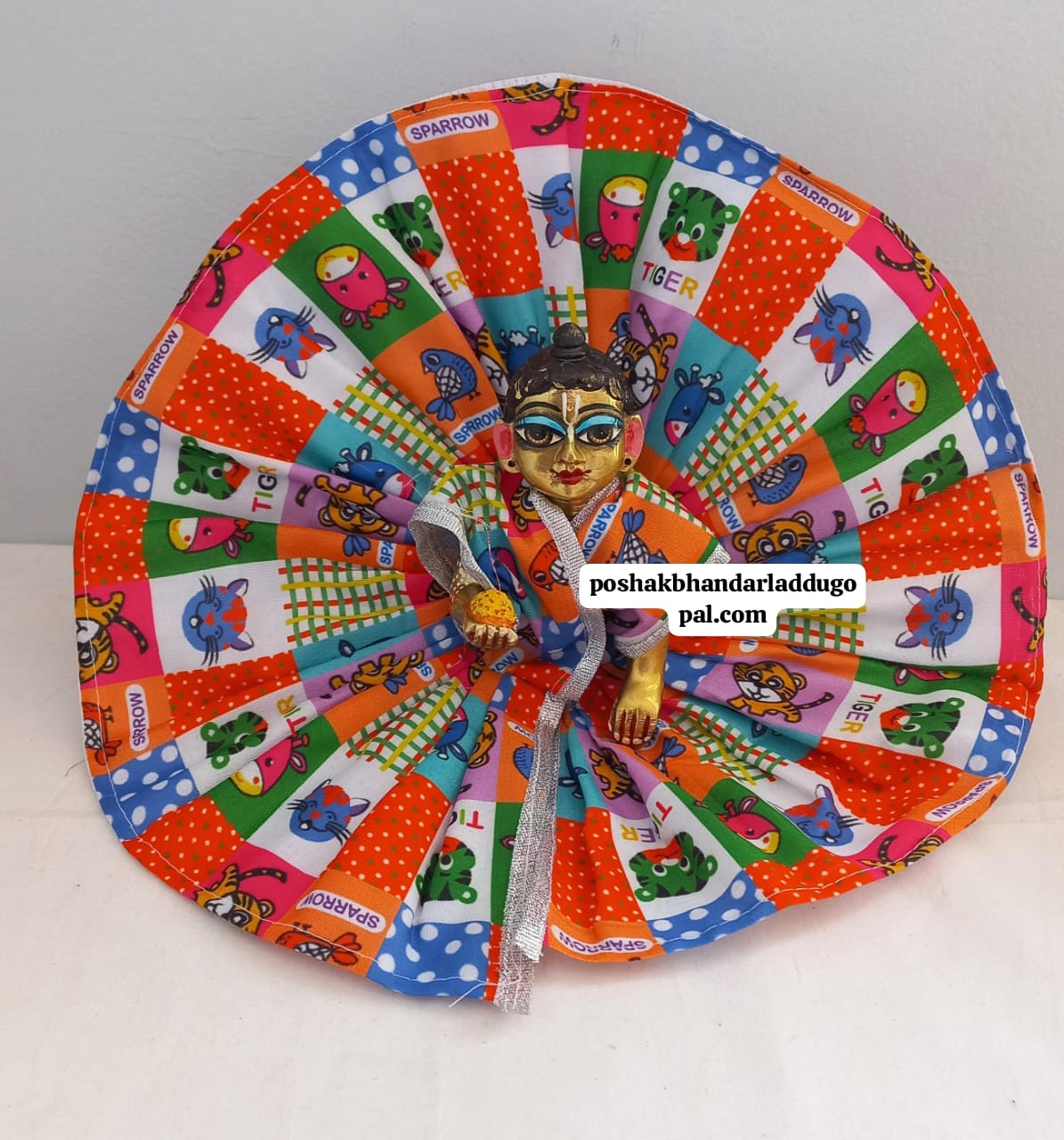 Handmade Cartoon Print Laddu Gopal Dress - Designer Kanha Ji Poshak for Janmashtami, Fancy Bal Gopal & Krishna Ji Dress (Sizes 2/3/5)