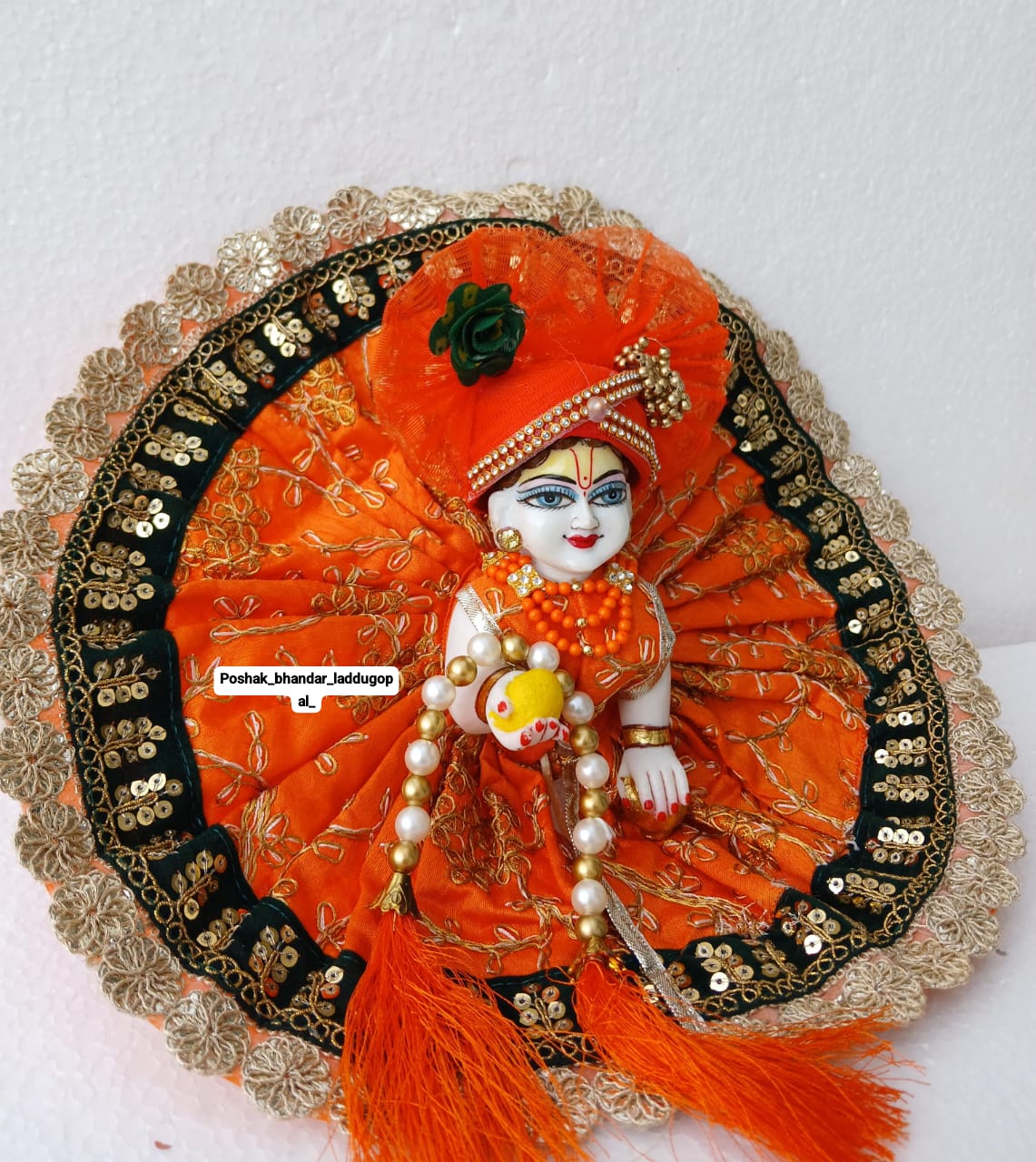 Handmade Heavy Laddu Gopal Dress with Pagdi - Designer Kanha Ji Poshak for Janmashtami, Fancy Bal Gopal & Krishna Ji Dress