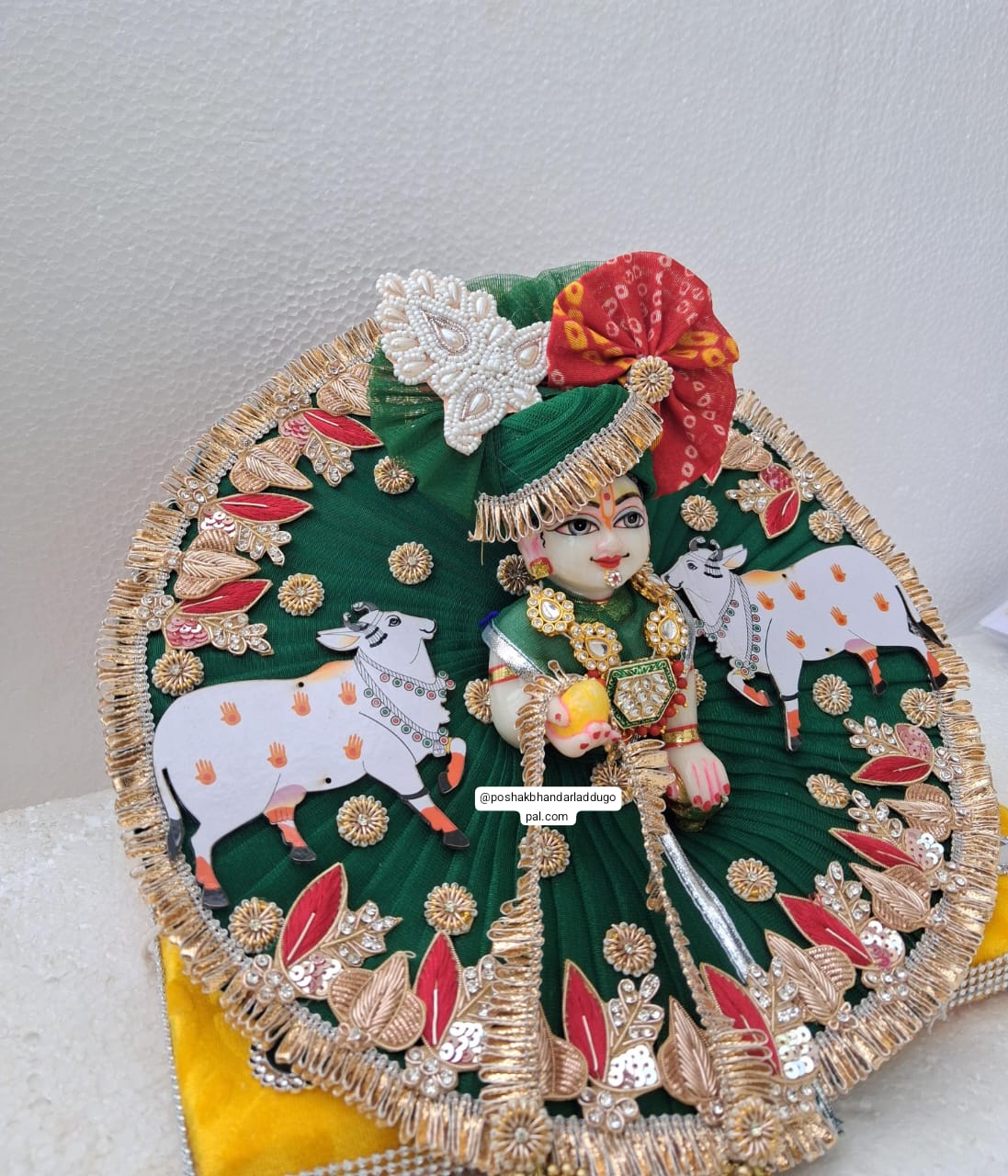 Handmade Laddu Gopal Dress with Pagdi & Patka - Designer Kanha Ji Poshak for Janmashtami, Fancy Bal Gopal & Krishna Ji Dress