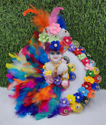Designer Multi Feather Laddu Gopal Dress | Fancy Kanha Ji Poshak for Janmashtami, Diwali & Holi | Comfortable Fabric, Size 0-6