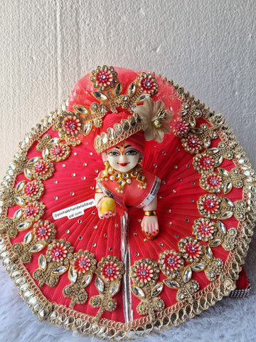 Handmade Flower Dress with Pagdi for Laddu Gopal | Designer Kanha Ji Poshak | Fancy Bal Gopal Dress for Janmashtami Celebrations