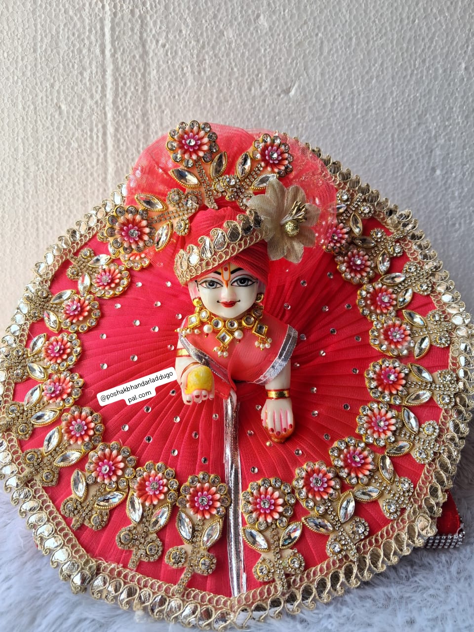 Handmade Flower Dress with Pagdi for Laddu Gopal | Designer Kanha Ji Poshak | Fancy Bal Gopal Dress for Janmashtami Celebrations