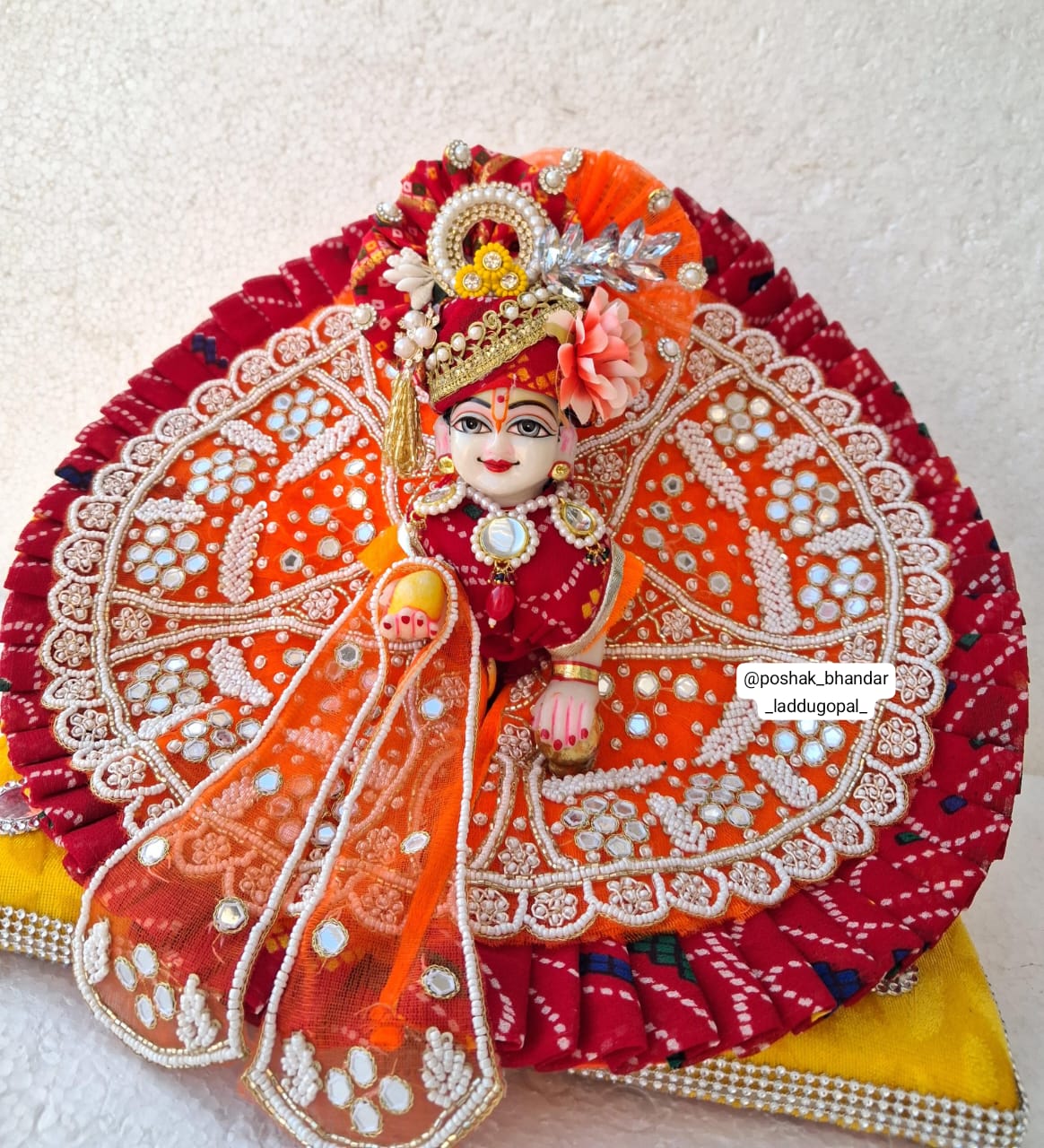Handmade Designer Laddu Gopal Dress with Pagdi & Patka - Fancy Kanha Ji Poshak for Janmashtami, Bal Gopal & Krishna Ji Celebrations