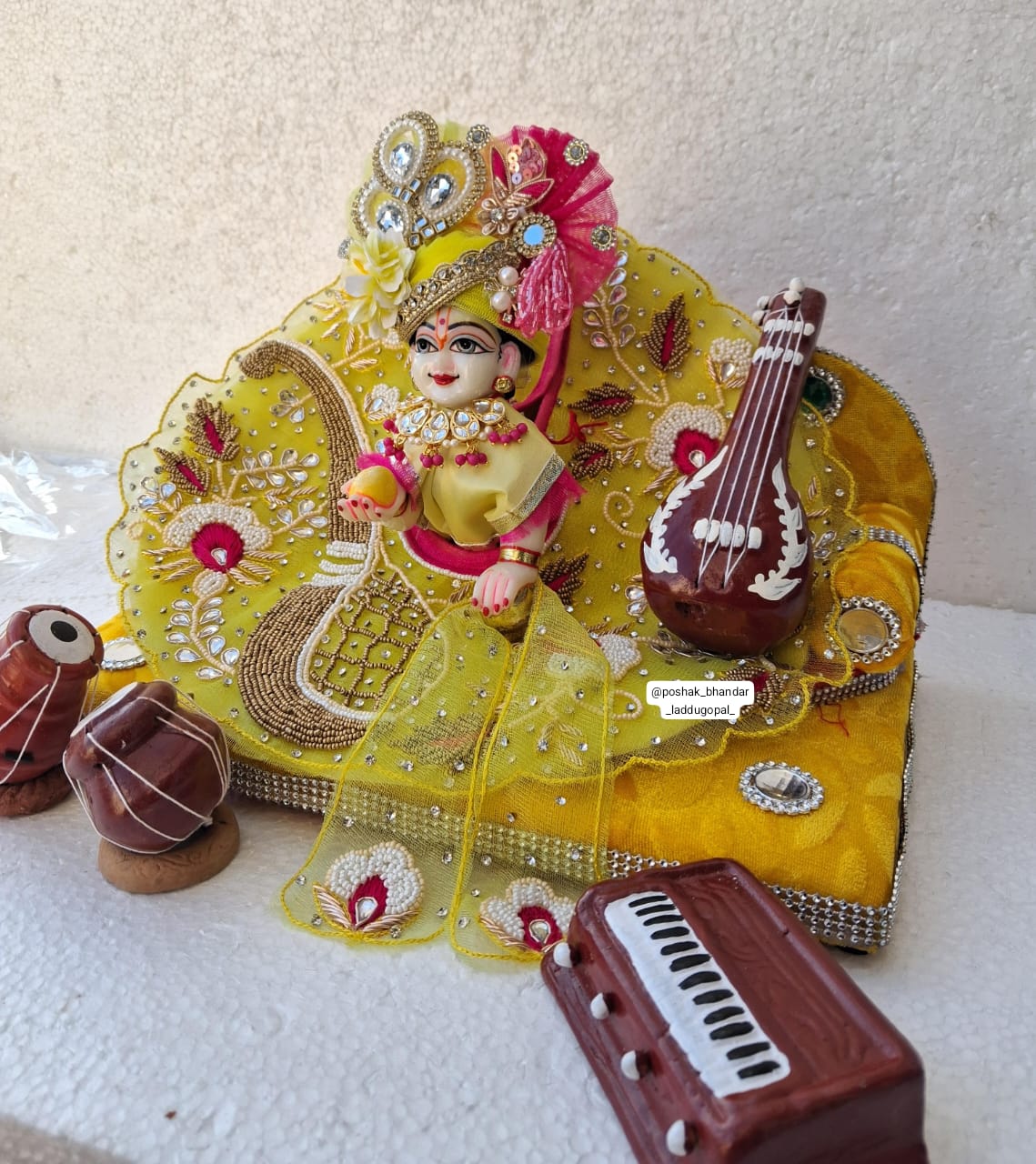 Handmade Basant Panchami Special: Designer Laddu Gopal Dress, Fancy Kanha Ji Poshak, Bal Gopal & Krishna Ji Dress for Festivals & Janmashtami