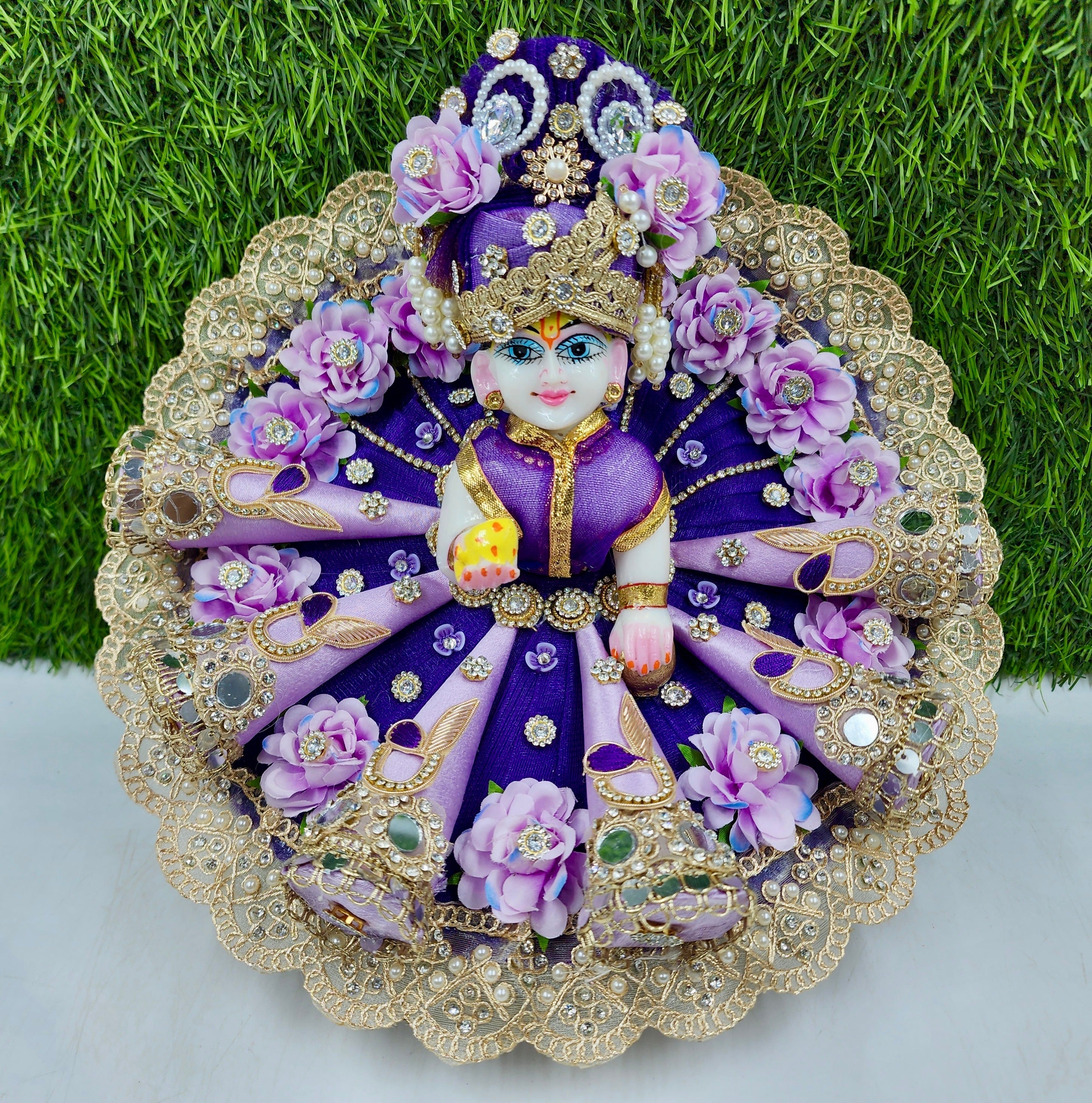 Designer Laddu Gopal Dress with Pagdi | Unique Kanha Ji Poshak for Festivals | Fancy Bal Gopal Dress (Size 0-6) - Perfect for Janmashtami, Diwali & Holi