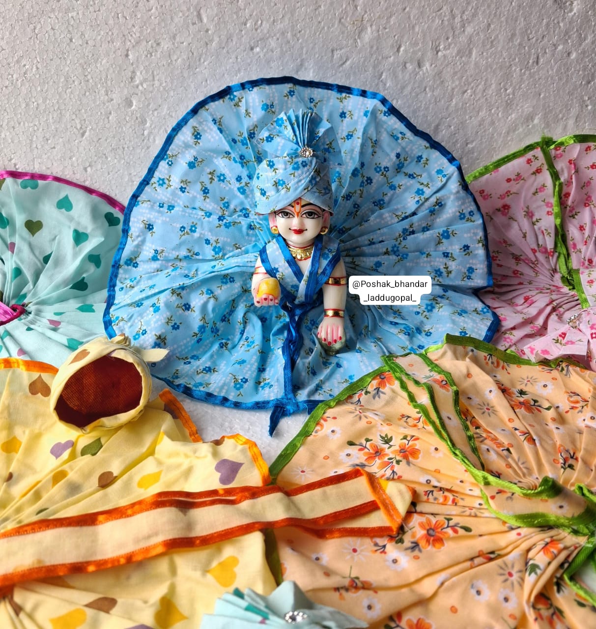 Handmade Cotton Laddu Gopal Dress with Matching Pagdi | Designer Kanha Ji Poshak for Janmashtami | Fancy Bal Gopal & Krishna Ji Dress