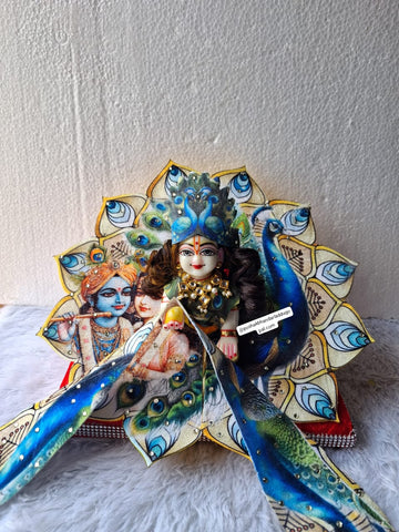 Handmade Peacock Dress with Mukut - Designer Laddu Gopal Poshak for Janmashtami | Fancy Kanha Ji, Bal Gopal & Krishna Ji Dress