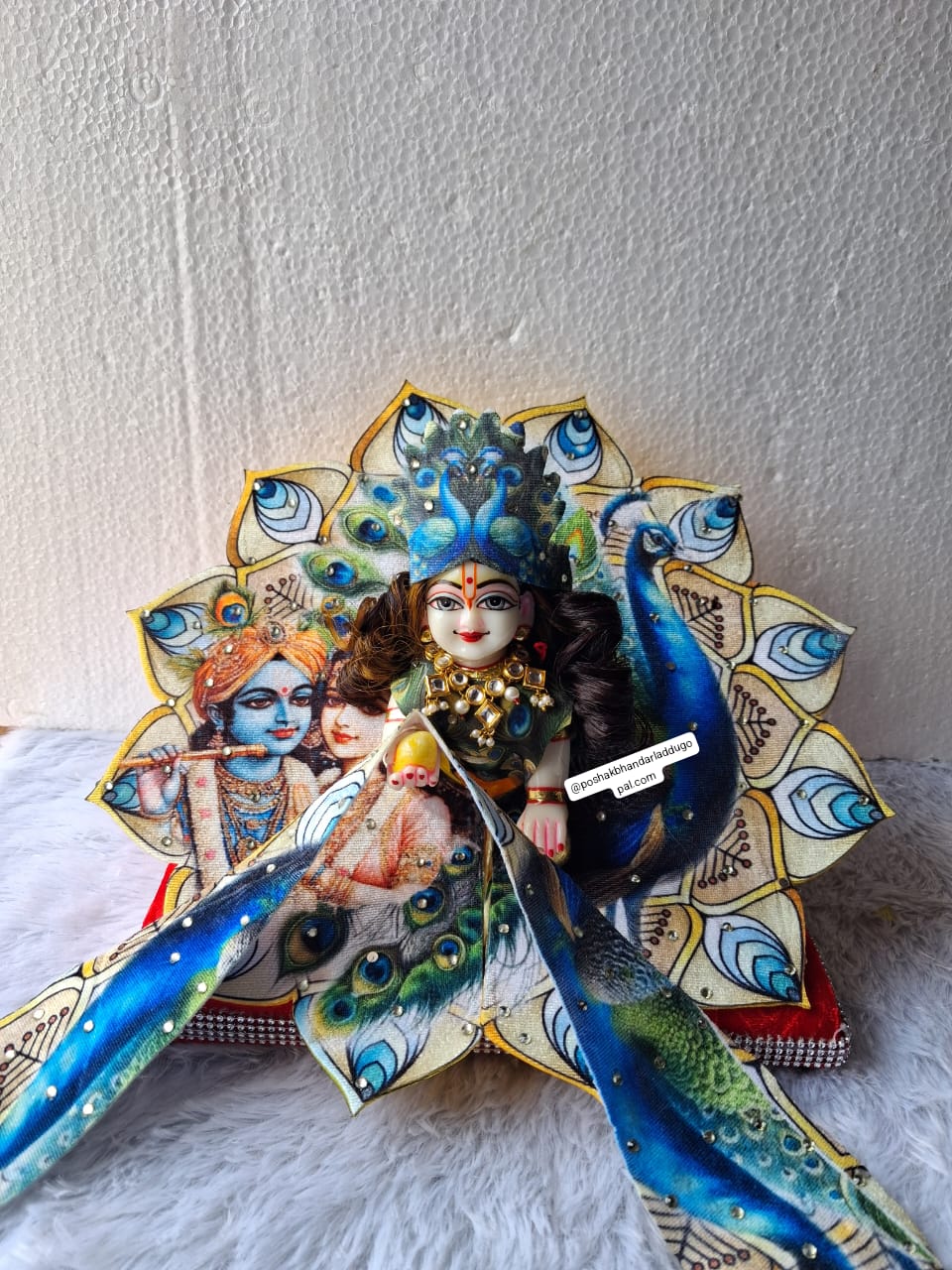 Handmade Peacock Dress with Mukut - Designer Laddu Gopal Poshak for Janmashtami | Fancy Kanha Ji, Bal Gopal & Krishna Ji Dress