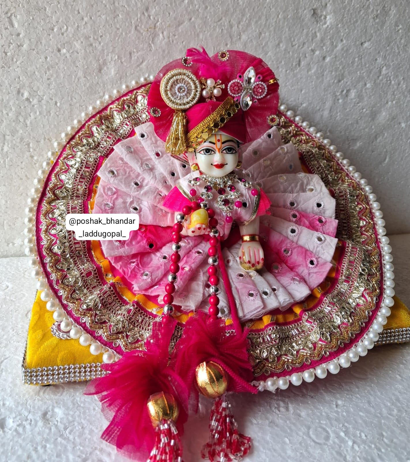 Handmade Heavy Laddu Gopal Dress with Pagdi & Patka - Designer Kanha Ji Poshak for Janmashtami, Bal Gopal & Krishna Ji Festivals